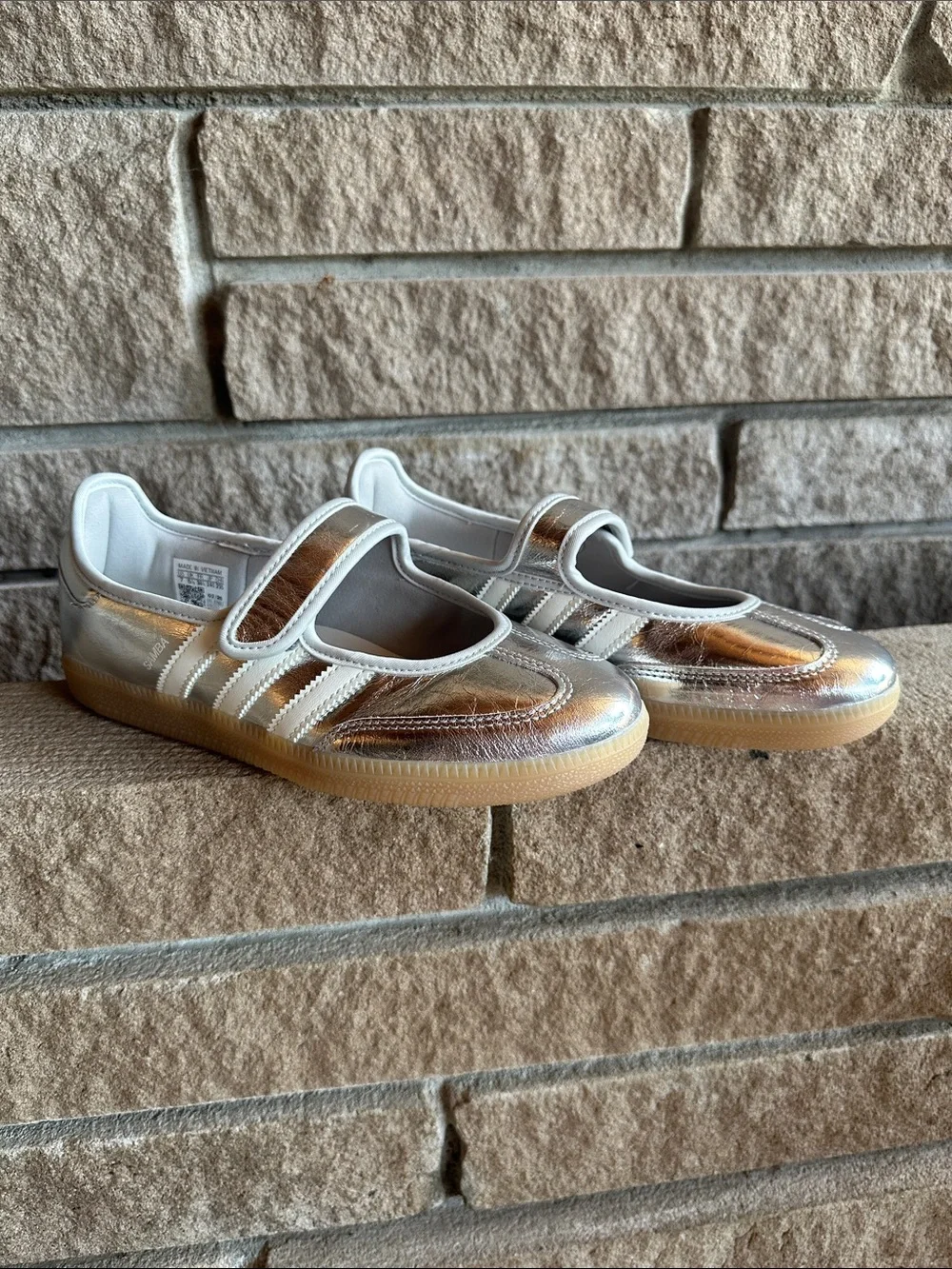Adidas Samba Jane Silver Metallic Mary Jane Sneakers Women’s Size 7 NWOT
